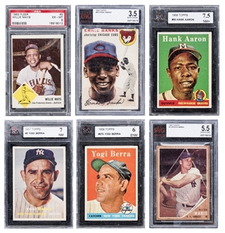 1950-1999 Topps and Assorted Brands Multi-Sports Graded Collection (45 Different) Including Hall of Famers